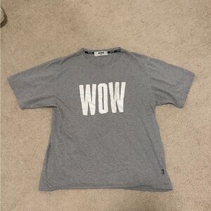 MSGM Gray Tee with Bold 'WOW' Graphic